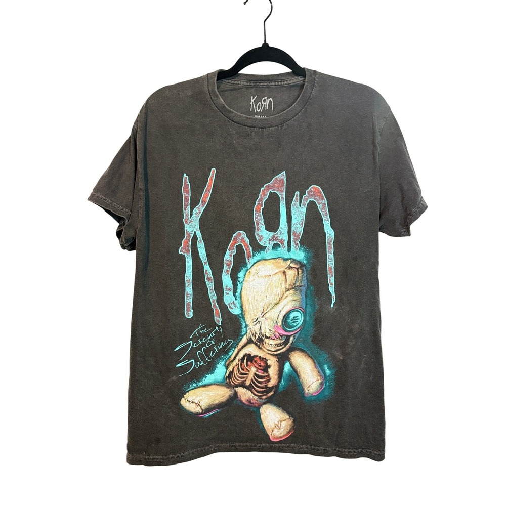 Korn Serenity of Suffering Graphic Band T-Shirt Charcoal Black Small